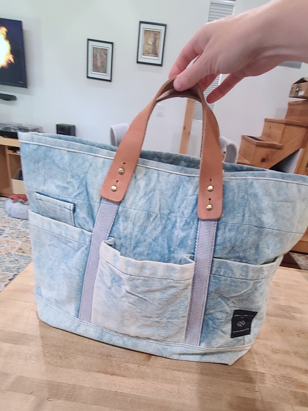 Immodest Cotton Construction Tote In Acid Wash AWESOME! - Picture 2 of 14